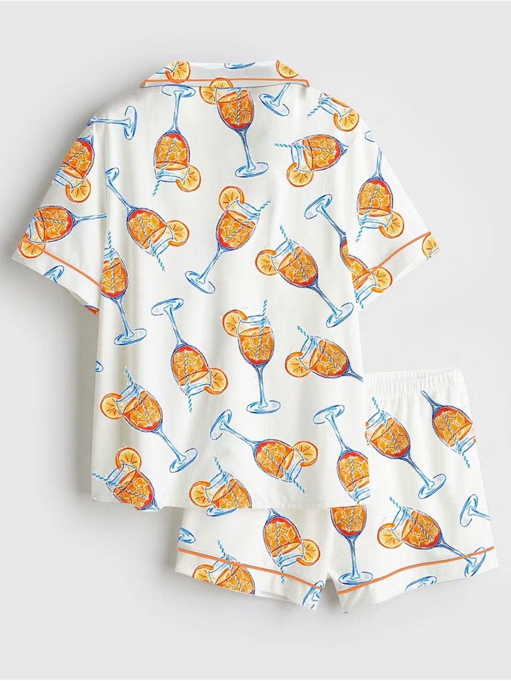 Aperol Spritz Watercolor Short Sleeve Satin Pajama Set NEW size medium - Picture 2 of 2